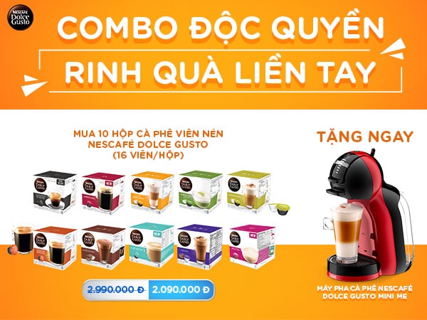 Có ngay 01 Máy pha cà phê MiniMe khi mua Combo 10 hộp Viên nén NESCAFÉ Dolce Gust
