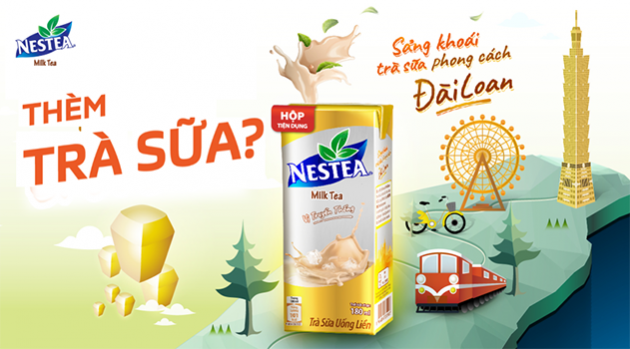 Thỏa ngay cơn thèm trà sữa với trà sữa nestea uống liền dạng hộp.