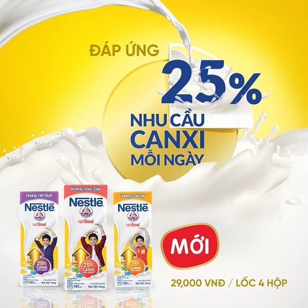 Mỗi hộp Sữa Nestlé đáp ứng 25% nhu cầu canxi hàng ngày của trẻ 