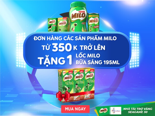 TẶNG 01 lốc sữa MILO Bữa Sáng Cân Bằng cho đơn hàng các sản phẩm MILO từ 350K trở lên