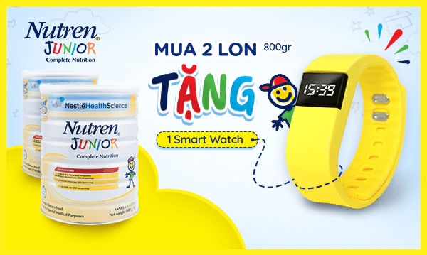 Mua Nutren Junior được tặng đồng hồ thông minh theo dõi sức khỏe cho bé yêu.