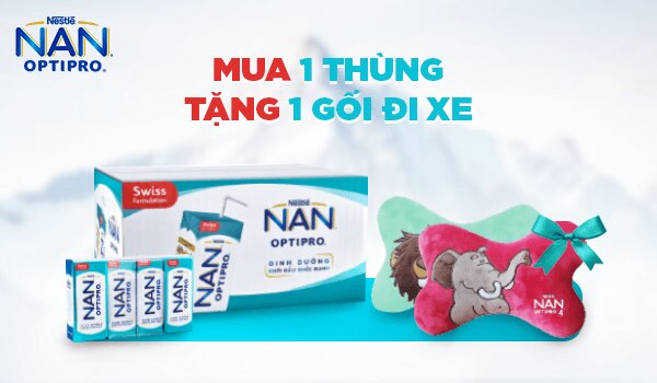 TẶNG ngay Gối đi xe đáng yêu khi mua 1 thùng Sữa nước Nestlé NAN Optipro 4