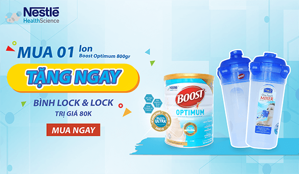 Mua 1 lon BOOST Optimum 800g được tặng ngay 1 bình lock & lock trị giá 80K