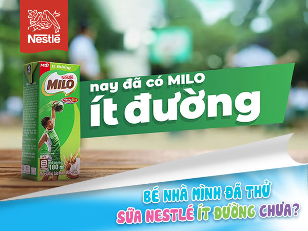 Thức uống lúa mạch Nestlé MILO ÍT ĐƯỜNG bổ dưỡng