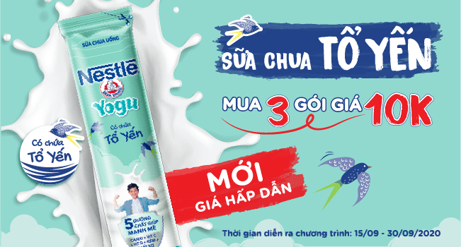 Mua 3 gói Sữa chua tổ yến Nestlé YOGU-10K tại Bách hóa XANH Online