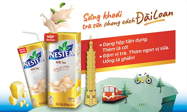 NESTEA Milk Tea 180ml - dạng hộp tiện dụng hoàn toàn mới.