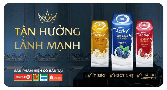 Nestlé Acti-V Sữa chua sánh quyện - Cho tận hưởng lành mạnh mỗi giờ nghỉ